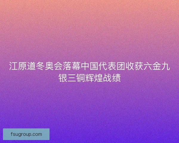 江原道冬奥会落幕中国代表团收获六金九银三铜辉煌战绩